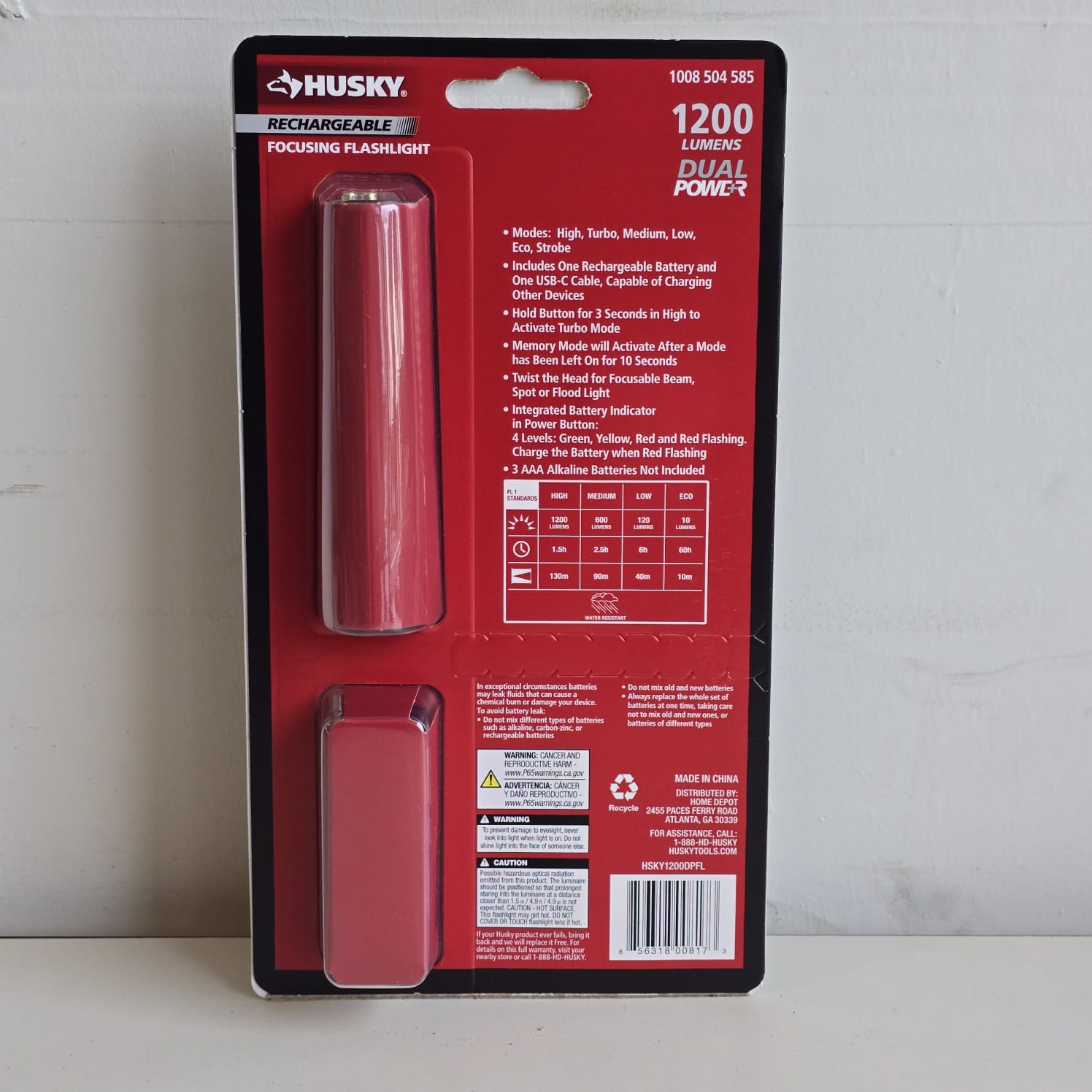 1200 Lumens Dual Power LED Rechargeable Focusing Flashlight with Rechargeable Battery and USB-C Cable Included (HSKY1200DPFL) 1200 Lumens Dual Power LED Rechargeable Focusing Flashlight with Rechargeable Battery and USB-C Cable Included (HSKY1200DPFL)